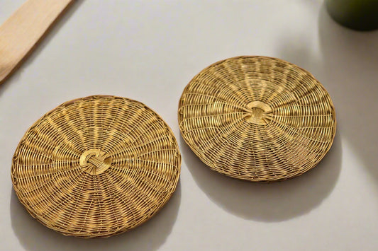 Woven Brass Wire Coasters (Set of 2)