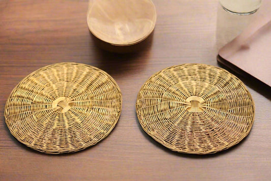 Woven Brass Wire Coasters (Set of 2)