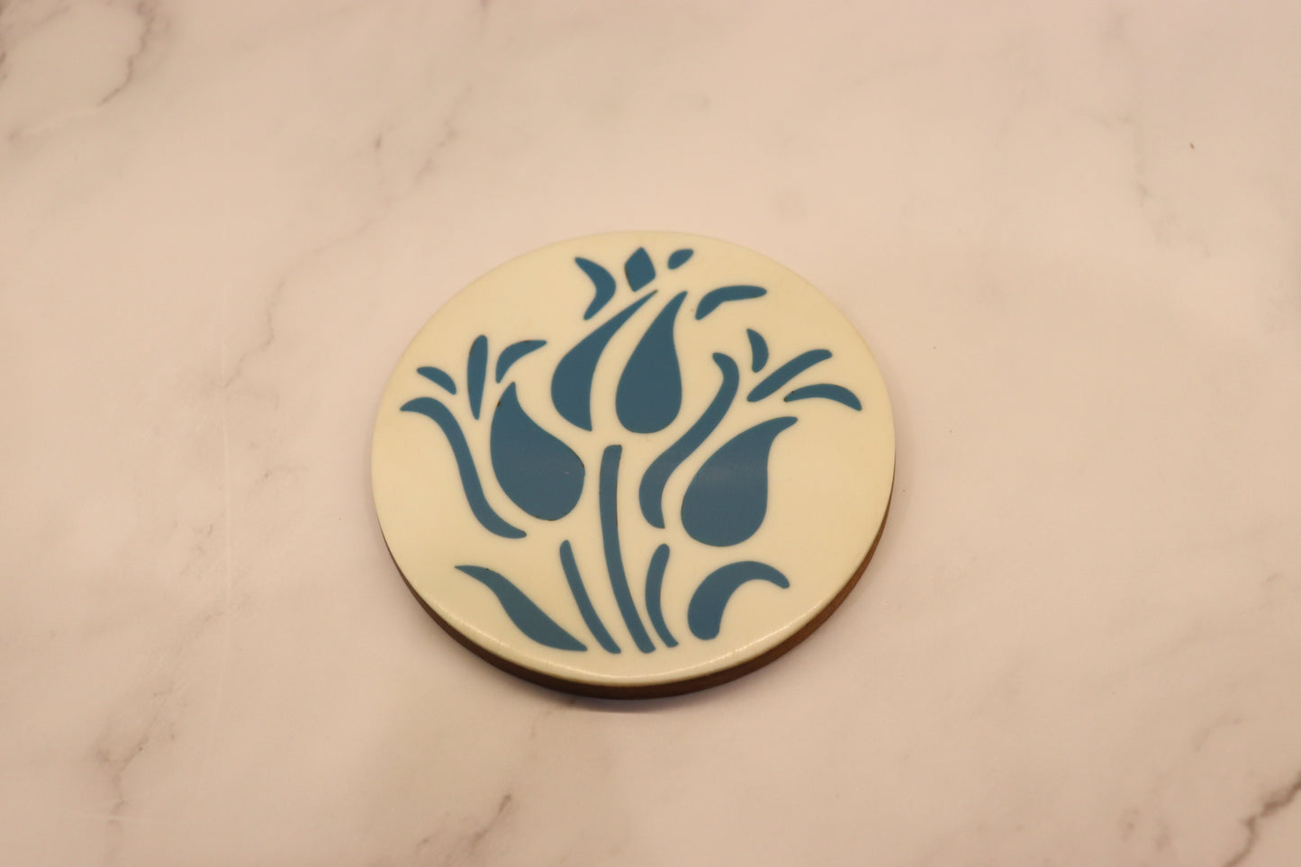 White and Blue Resin Coasters (Set of 4)