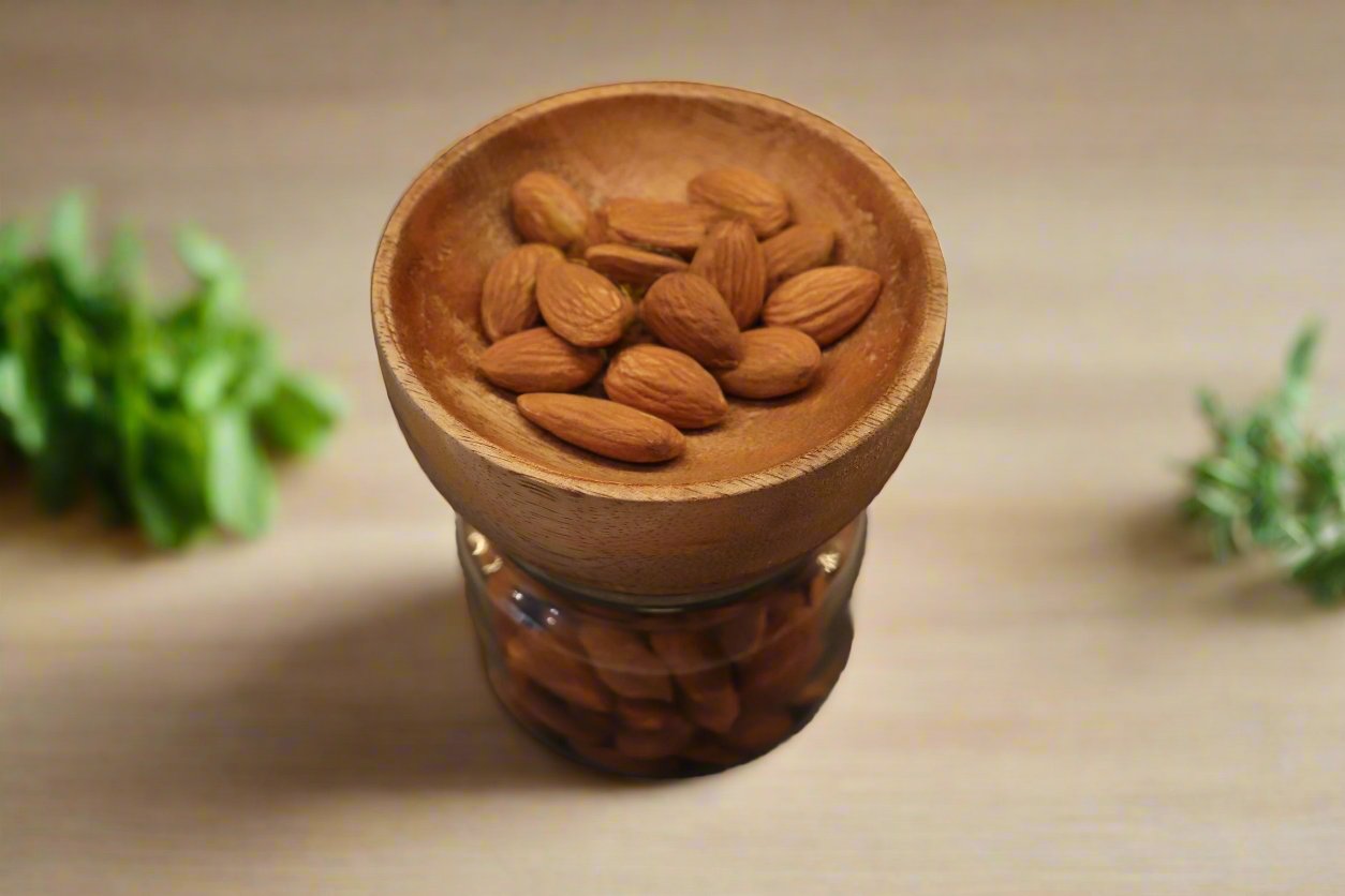 Glass Bowl with a wooden bowl cover